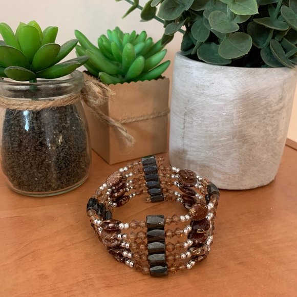 Magnetic Hematite Beaded Wrap Bracelet - Picture 1 of 3